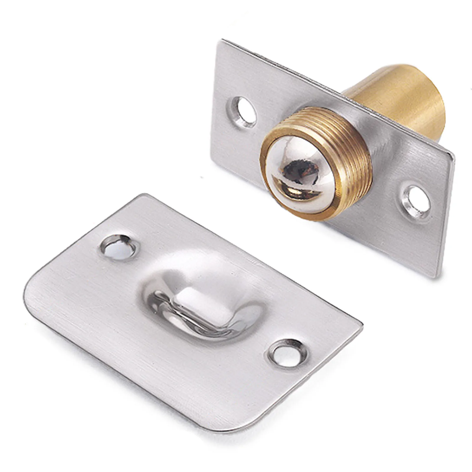 

Spring Invisible Wooden Cabinet Door Beads Lock Closet Ball Catch Latch Doors Top Bead Silver Tone For Wood Door Strike Plate