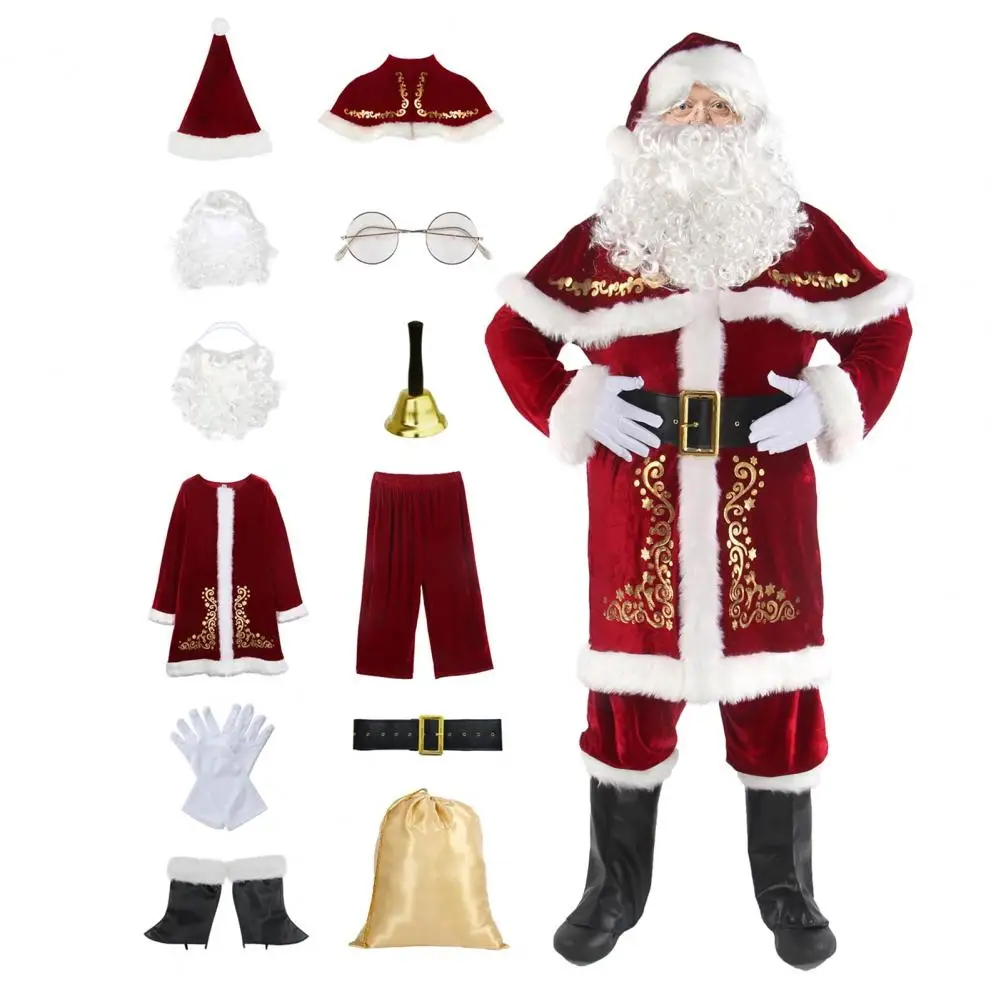 Velvet Santa Outfit Santa Suit with Embroidered Details Santa Claus Costume Set Traditional Velvet Suit with for Adult