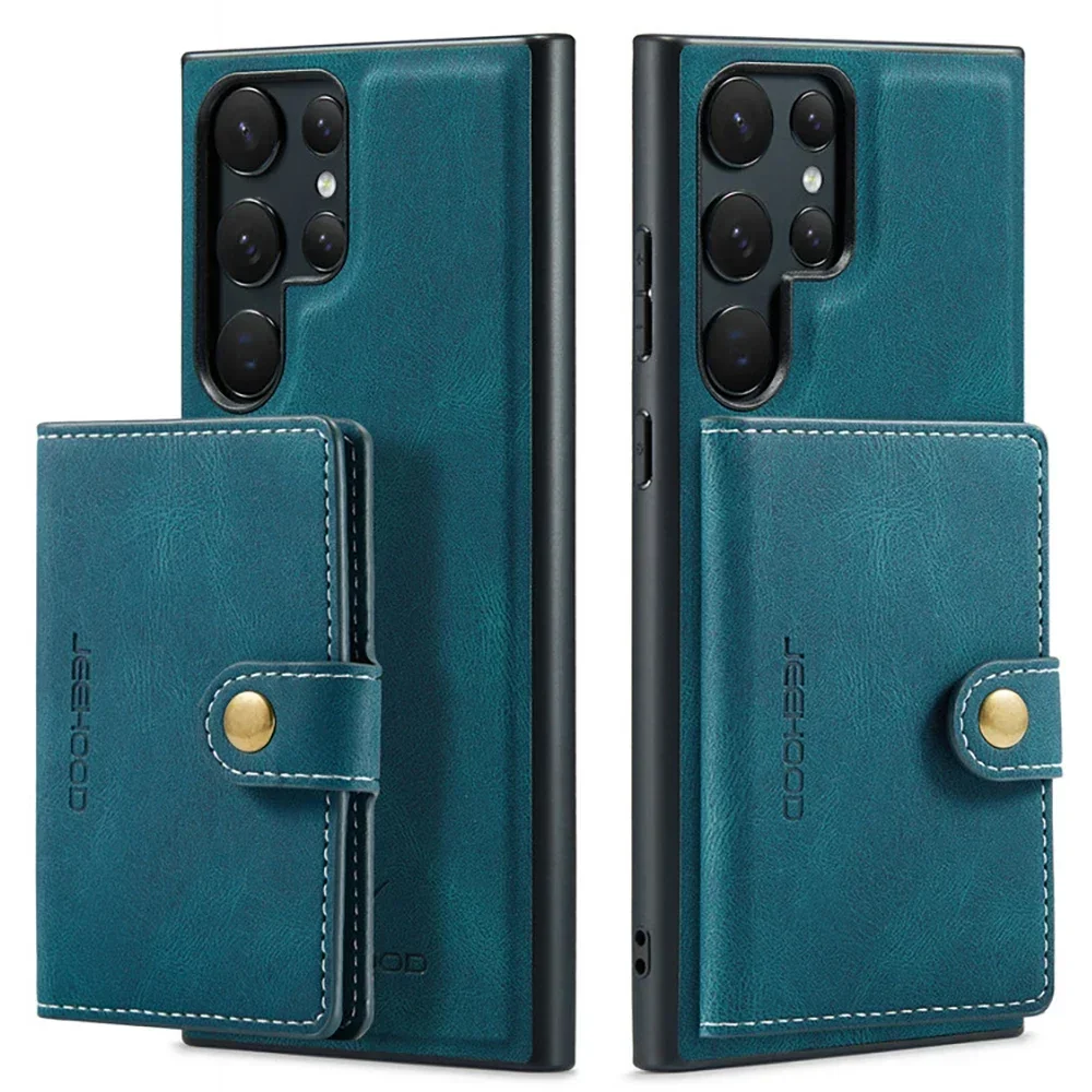 

Роскошный чехол для Samsung Galaxy S24 Ultra S 24 Plus 5G 2 в 1, Магнитный съемный кожаный чехол-бумажник для Galaxy S24Ultra