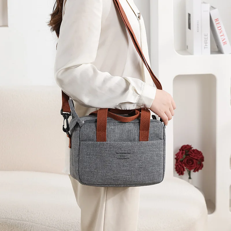 BYMONDY Pink Lunch Bags Women Insulated Lunch Box with Adjustable Shoulder Strap Thermal Large Tote Bag Bento Boxes for Picnic
