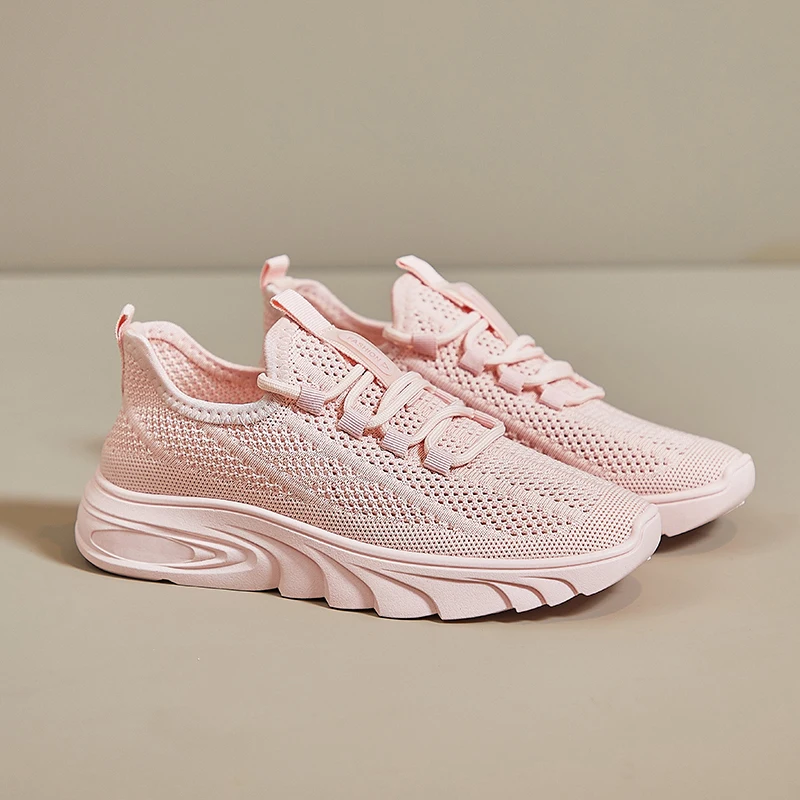 

Breathable flying woven student women's shoes casual sports shoes fashion breathable upper convenient lace comfortable soft lini