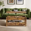 Coffee table lift top, multifunctional convertible coffee table with drawers and hidden compartments, rustic brown 2