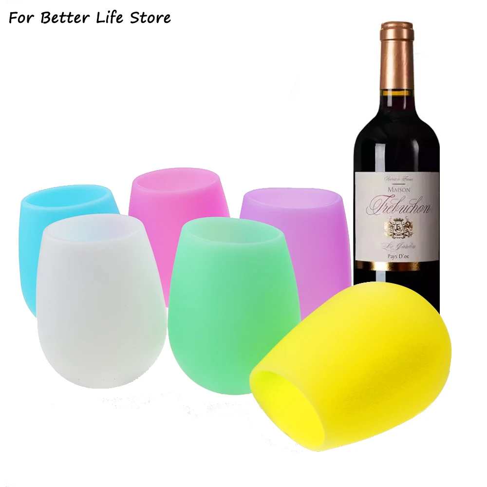 1Pcs 6 Colour 82G Silicone Wine Glass Drink Water Cup Camping For Party Washable And Reusable Fall Prevention Odorless