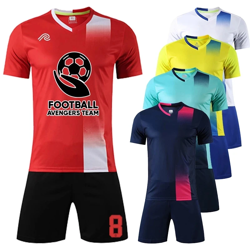 

Sublimation Blank Custom Soccer Jersey Sets for Men Children 23/24 New Season Short Sleeve Match Training Football Uniform Cloth