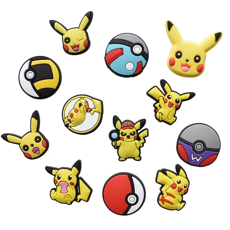 

Pokemon Pikachu Sneakers Shoes Buckle Cartoon Shoe Charms 12 Types Pikachu Anime Figures Decorations Shoelace Buckle X-mas Gifts