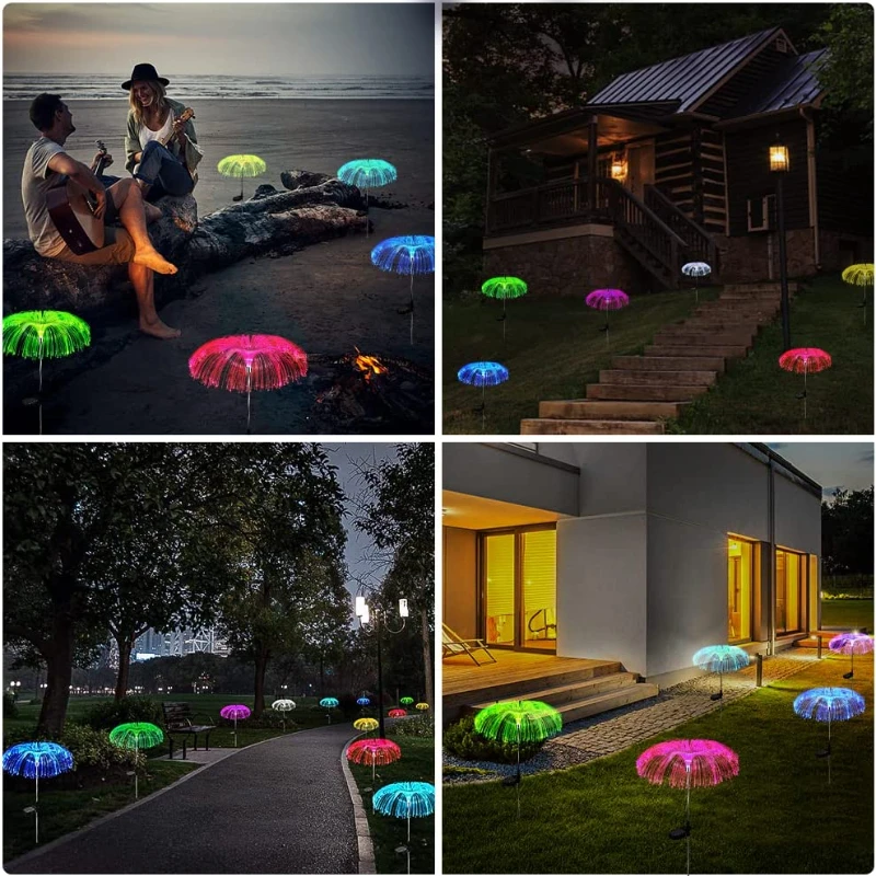 outdoor fence lights 3Pcs Solar Jellyfish Light 7 Colors Changing Garden Lights Outdoor Waterproof Decor Landscape Light LED Lawn/Pathway Lights solar panel lights