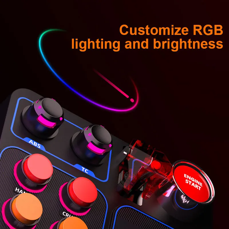 Racing Control Box PXN CB1 Simulator Race Central Control Box 30 Programmable Button Linkage Lever One Click Start Stop RGB Panel For PC