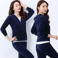 Automne hiver femmes broderie velours sport costume marque velours survêtement costume sweat et pantalon 2 pièces ensembles femmes tenues 6