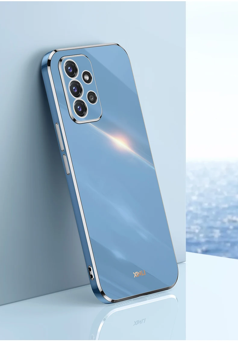 Coque de téléphone Samsung Galaxy A22 A12 A22S A32 A52 A72 A51 A71 M12 M22 A, étui souple scintillant carré de luxe plaqué Laser 3D_voghion.com