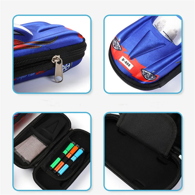 3D stereo car pencil case cartoon cute pencil box school supplies storage box student EVA plastic stationery box pen case gifts
