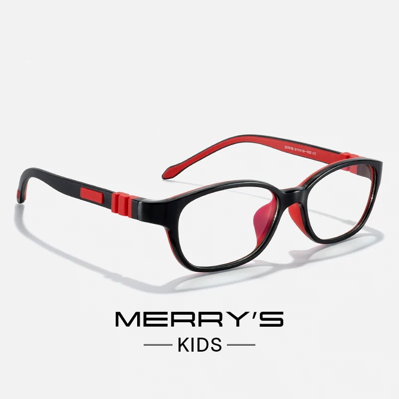 MERRYS DESIGN Kids Square Silicone Flexible Glasses Frame For Boy Girl Ultralight Optical Eyeglasses With Sports Strap S7015