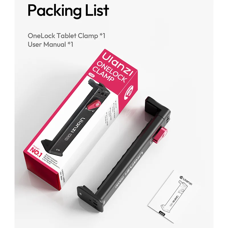 Ulanzi CA15 OneLock pince de tablette en métal support de tablette réglable support pour Ipad avec vis 1/4 "chaussure froide Arca support à dégagement rapide