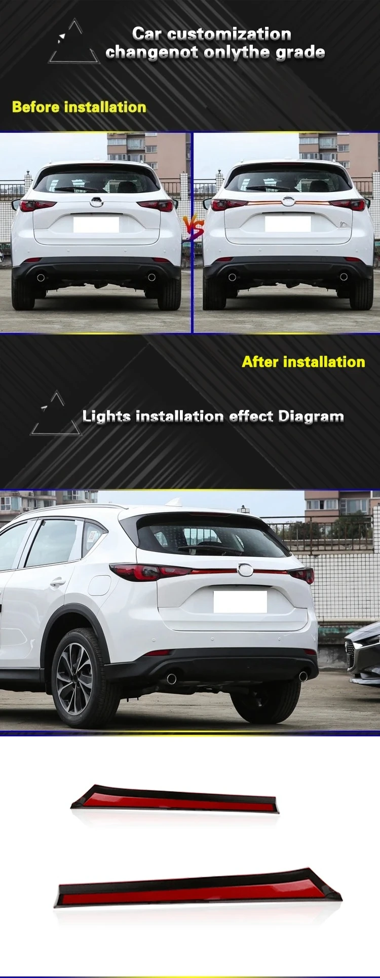 For Mazda CX-5 2022 LED Through Taillight Modified Driving Brake Flowing Turn Signal Tail Light Assembly Decorative Light Strips detail image 1