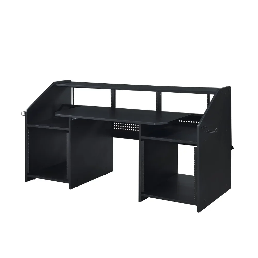 Computer Desks,6-shelf Design Offers Ample Vertical Storage Space,Black Music Desk with Earphone Rack 2