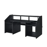 Computer Desks,6-shelf Design Offers Ample Vertical Storage Space,Black Music Desk with Earphone Rack 2