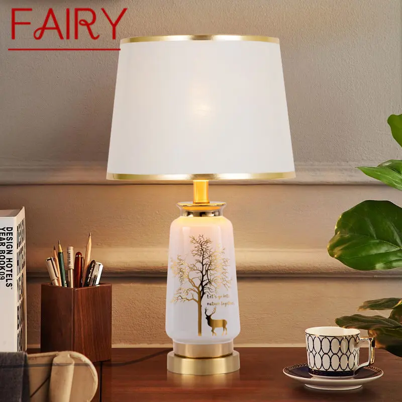 

FAIRY Modern Ceramics Table Lamp LED Dimming Creative Nordic Vintage Desk Light for Home Living Room Bedroom Bedside