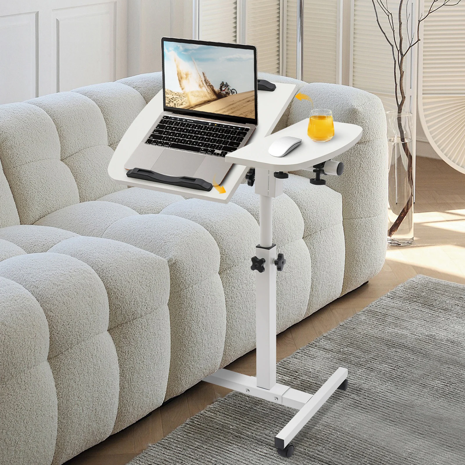 Rolling laptop sofa table, bed food tray table stand, height and angle adjustable, podium table, computer table 3
