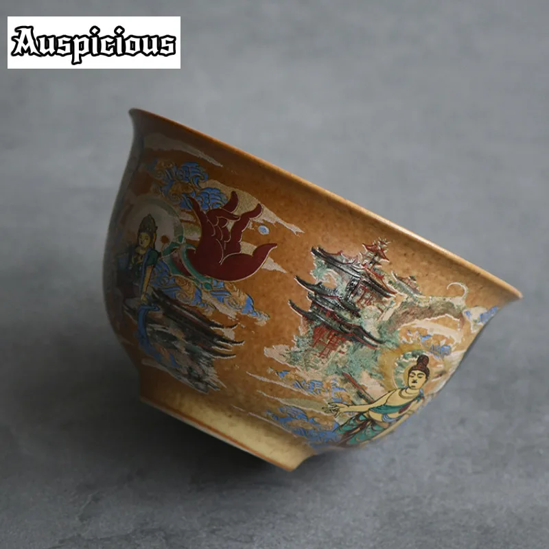 165ml Dunhuang Mural Sancai Gaiwan Creative Buddha Cover Bowl Luxury Tea Tureen Tea Brewing Chinese Teaware Set Collection Gift