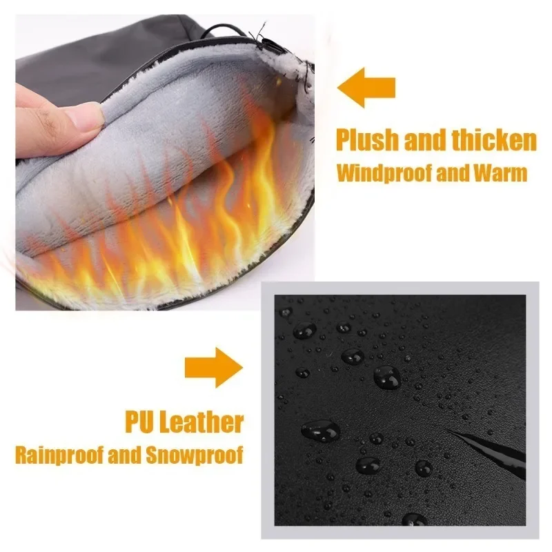 Motorcycle Scooter Thick Warm Handlebar Muff Grip Handle Bar Muff Rainproof Riding Protective Winter Warmer Thermal Cover Gloves 5