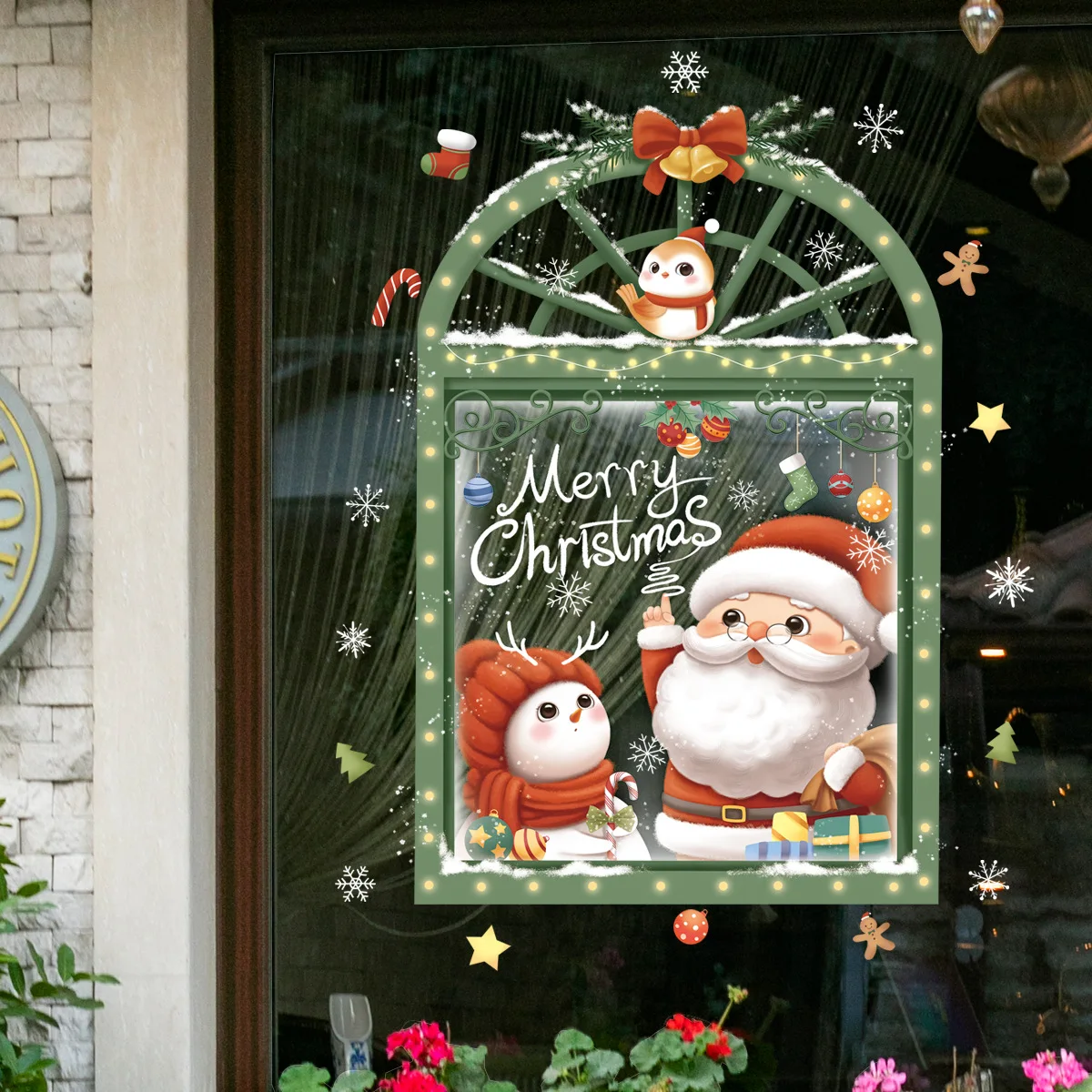 Christmas Decoration Window Stickers Santa Christmas Tree Window Glass Decal Poster New Year Decoration Stickers