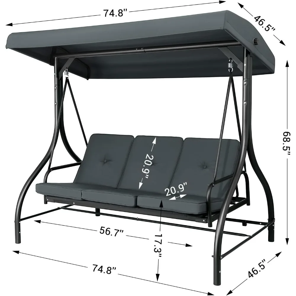 3-Seat Outdoor Porch Swing 2