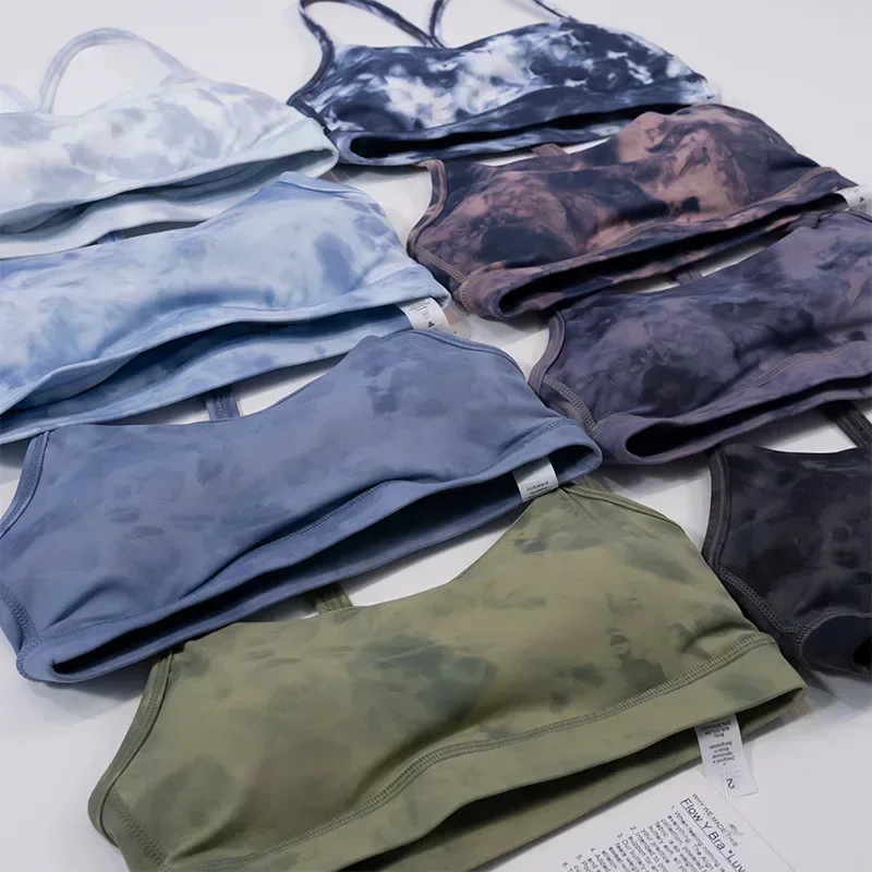 Lemon Women Suspenders Sports Bras Tie Dye Fitness Yoga Vest Sexy Y-Type Beauty Back Breathable Female Underwear for Summer