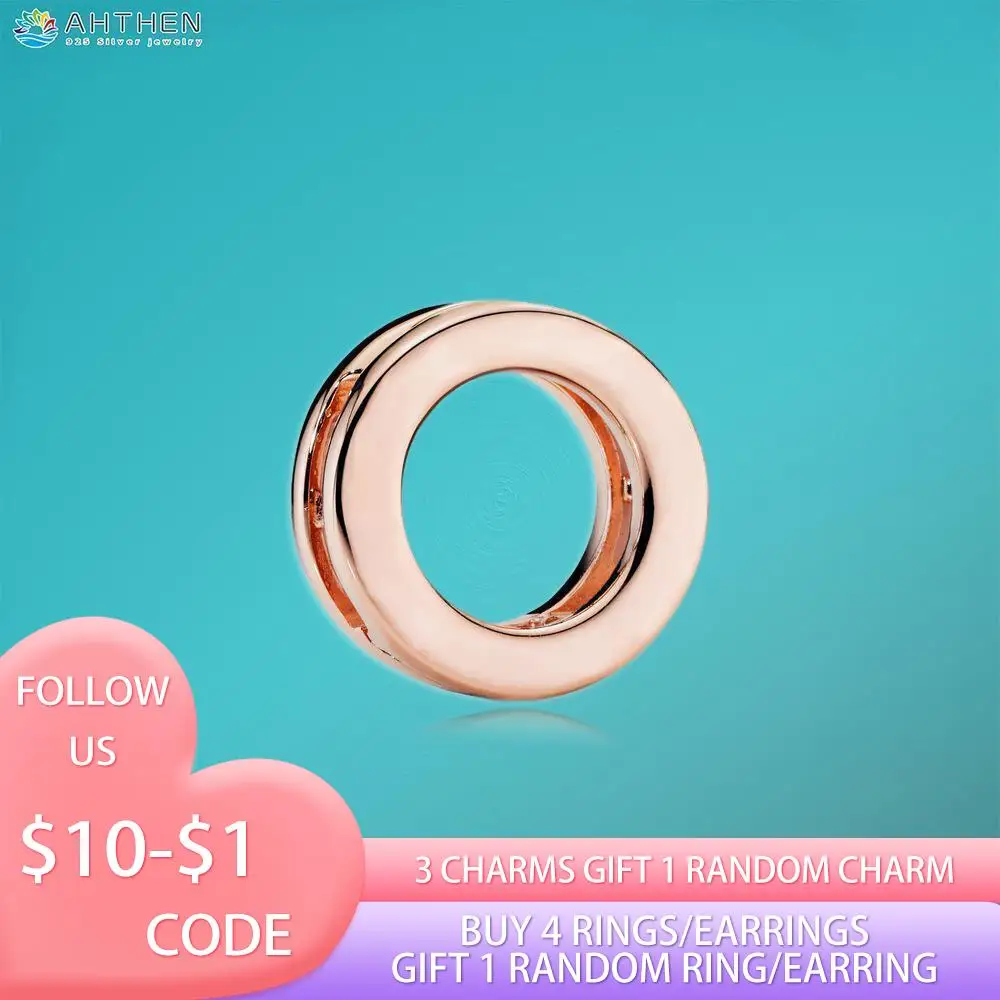 Ahthen 925 Sterling Silver Bead Rose Circle Clip Charm Fit Originale Pandora Reflexion Bracciali Per Gioielli Da Donna Brithday Gift