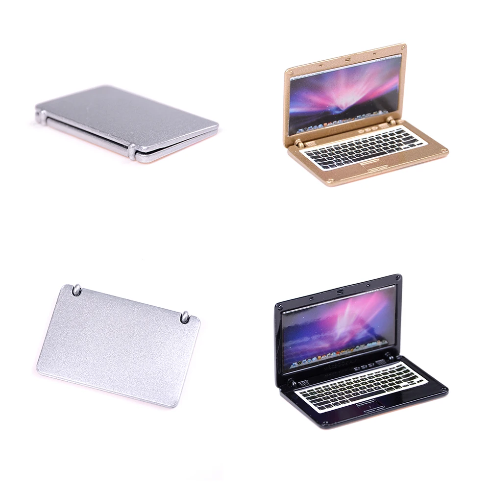 Mini computadora portátil de simulación linda, casa de muñecas en