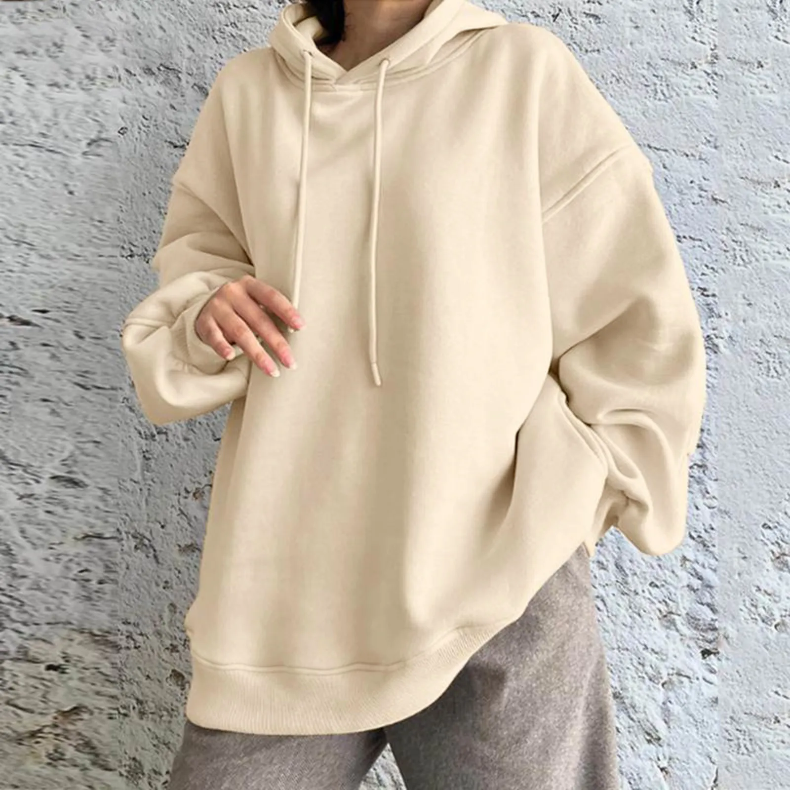 

Oversized Hoodie Womens Sweatshirts Casual Pullover Hoodies Artificial Short Velvet Autumn Winter Warm Outerwear Japanese Style