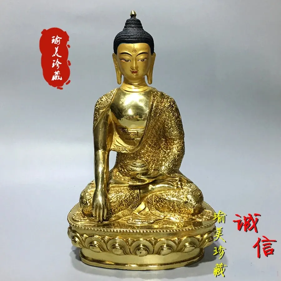 

32CM large # HOME family Talisman Protection # Southeast Asia Thailand Buddhism Gilding Sakyamuni Amitayus Buddha statue- good