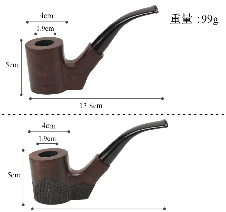 Smoking Pipe Kit Smoking Pipe Holder 1Pc Ebony Smoking Pipe 9mm Filter Bent Tobacco Pipe Gold Ring Wood with Smoke Accessory Ru