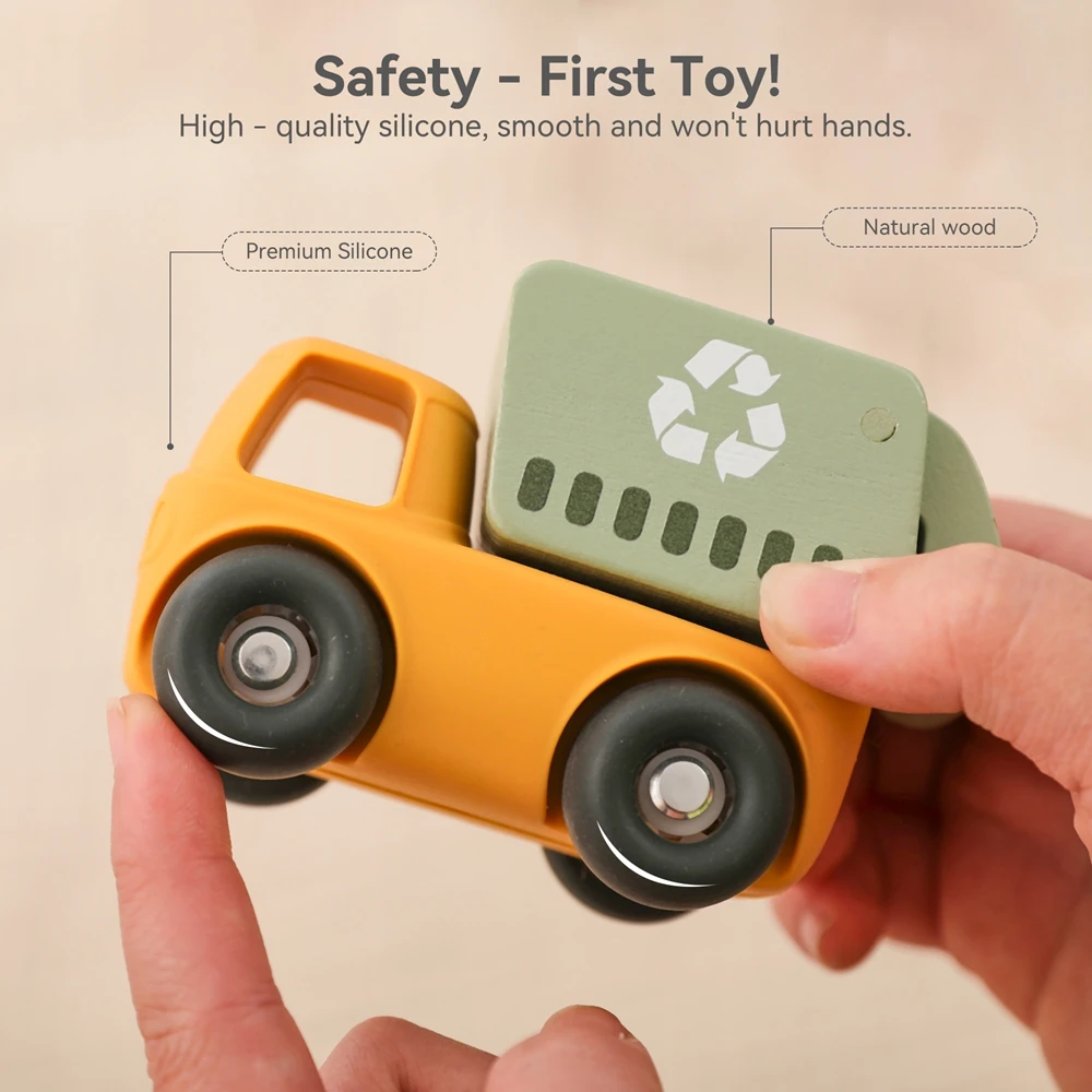 Teething Toys Baby Engineering Car Montessori Silicone Toys Ambulance Tipper Truck Newborn Baby Car Things Teether Toy Gifts