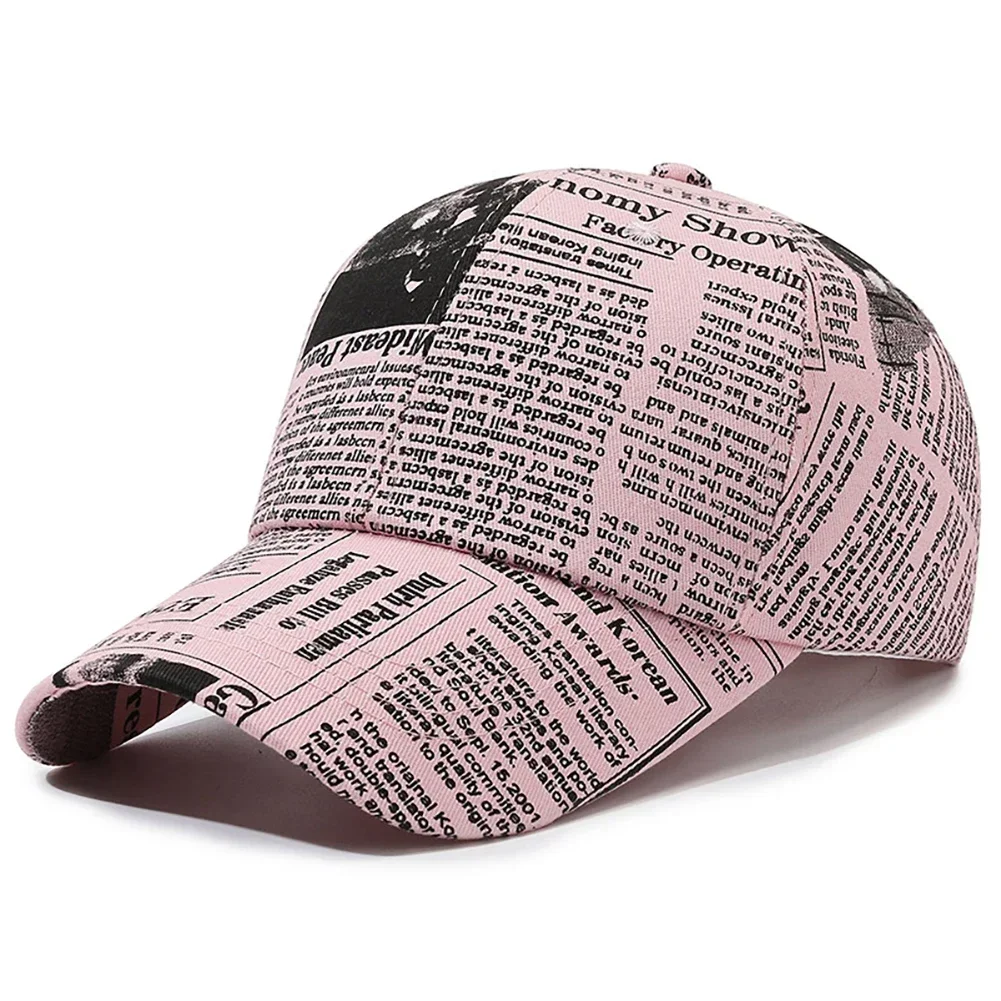 Newspaper Pattern Personality Graffiti Baseball Fashion Street Hip Hop Duck Cap Outdoor Sports Visor Sun Protection Driver Hat