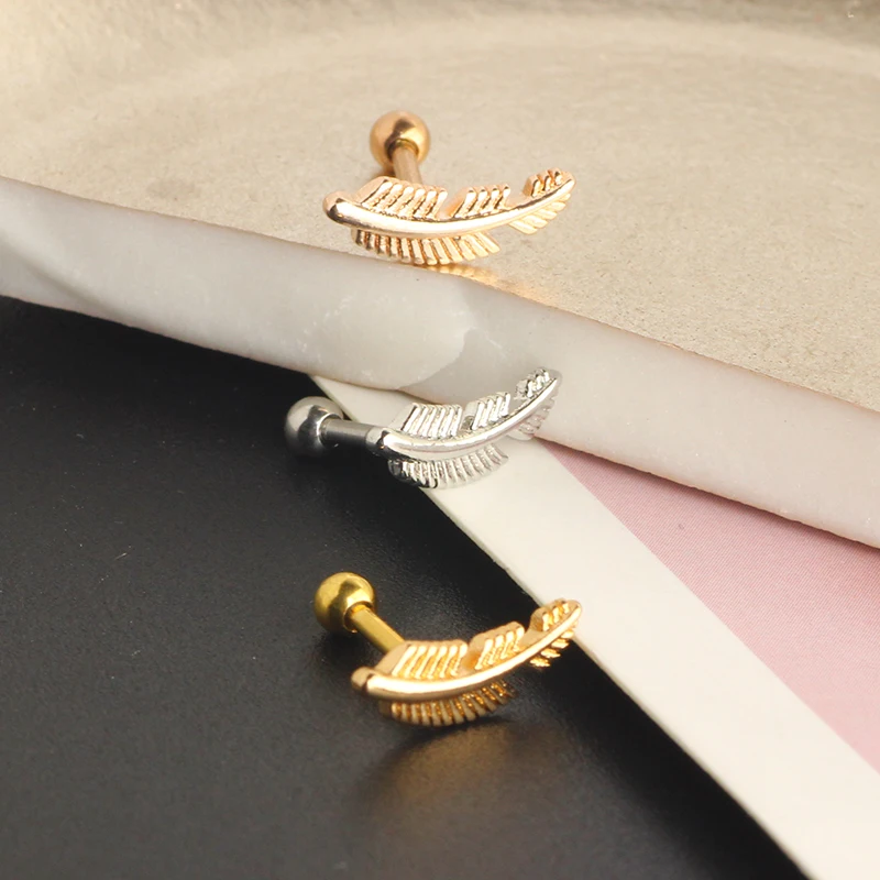 16G CZ Cartilage Tragus Dangle Ear Ring Bar Piercing Stud Body Jewelry earrings conch ear stud leaf earrings helix wholesales 3