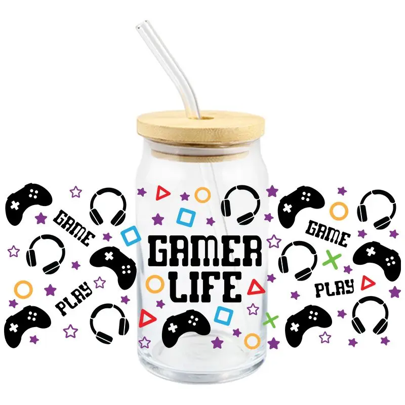 Game Handle UV DTF Wrap Transfer Stickers Fashion Cartoon Design Waterproof Wrap For Glasses Cups Bottles DIY Colorful Decal