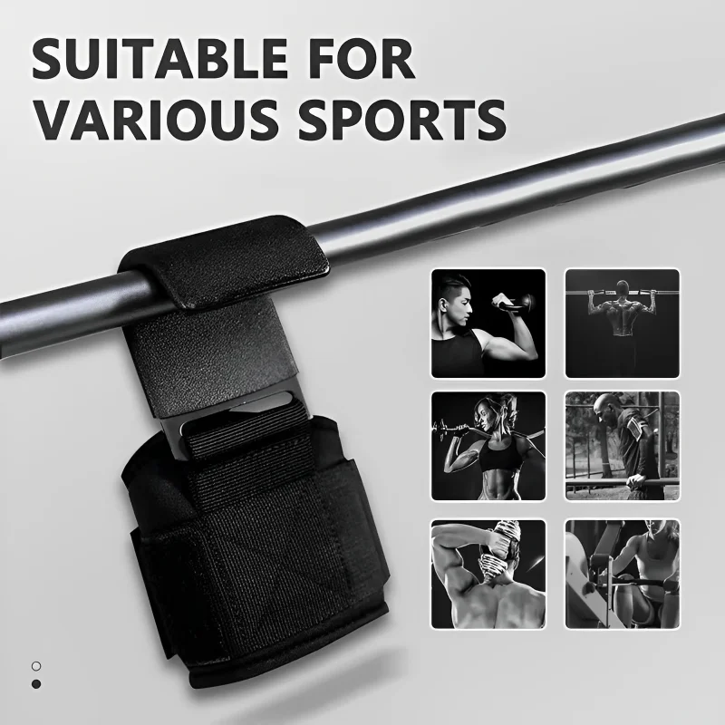 2Pcs Non-Slip Weight Lifting Hooks Straps Weightlifting Deadlift Chin Pull Up Exercise Fitness Hook Training