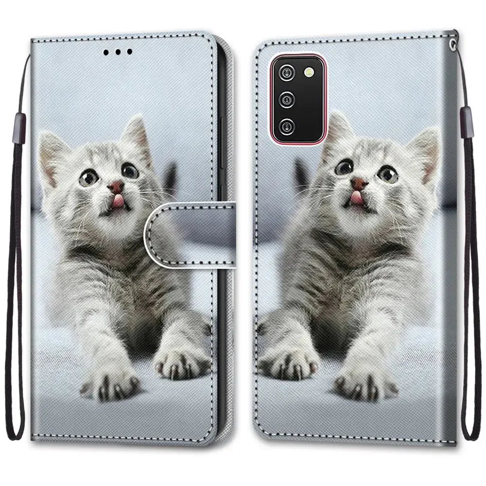 Adorable Cat Tiger Design Wallet Flip Case with Card Slot and Book Cover