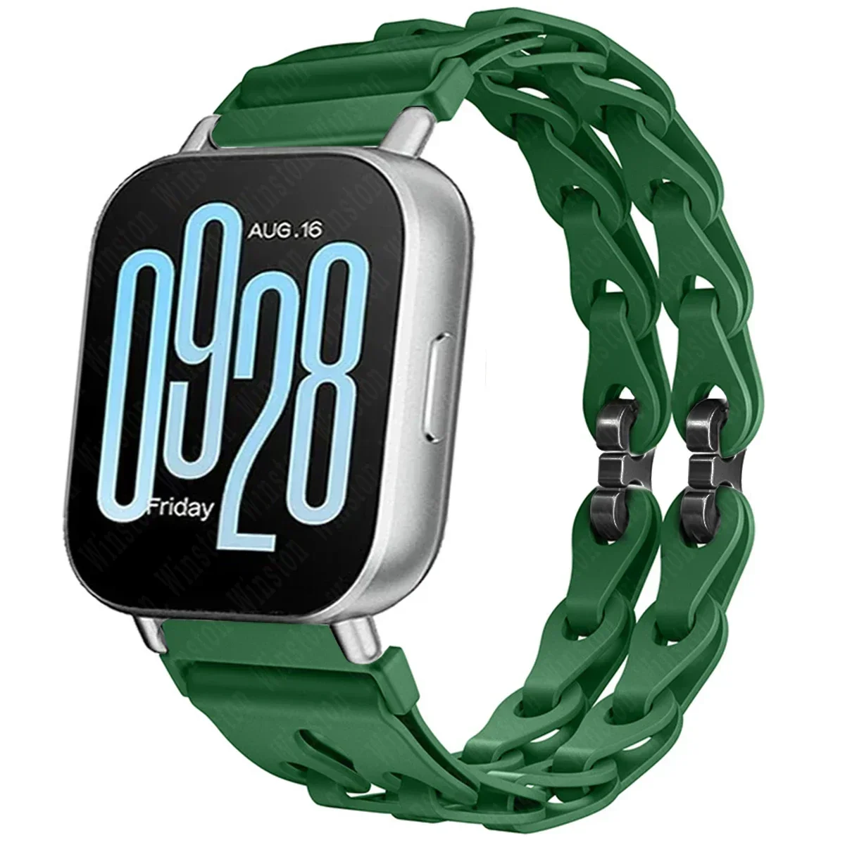 Stylish Chain Strap Silicone Band Bracelet for Smartwatch Replacement, 22mm Wristband