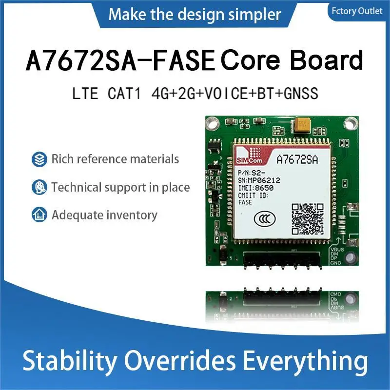 

SIMcom A7672SA-FASE CAT1 Core Board, поддержка данных + GNSS + voice