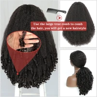 X-TRESS Afro bouclés V partie perruque avec boucles rebondissantes synthétique crépus droites sans colle cheveux pour les femmes pas de laisser Clip dans la demi-perruque 3