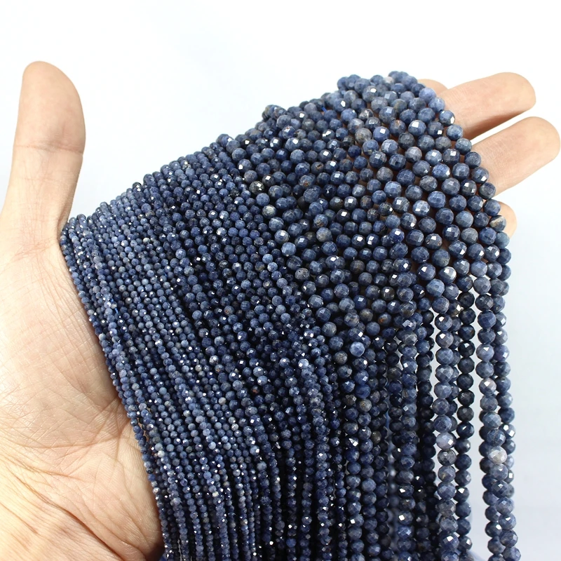 

Natural Faceted AA Blue Sapphire Small Tiny Seed 2/3/4/5/6MM High Quality Loose Round Beads For Jewelry Making Bracelet Necklace