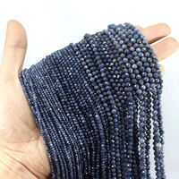 Natural Faceted AA Blue Sapphire Small Tiny Seed 2/3/4/5/6MM High Quality Loose Round Beads For Jewelry Making Bracelet Necklace 1