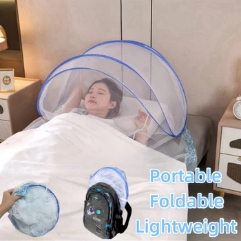 Moustiquaire pliante pour voyages, moustiquaire simple portable pour dormir à la tête, moustiquaire pour lit, été, nouveau, 2024 1