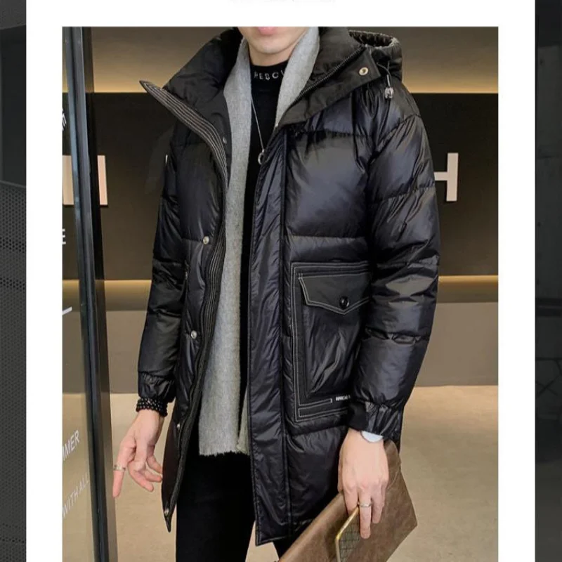 Men's Down Jacket New Winter Parkas Medium and Long Thickened Jackets Hooded Goose Puffer Jacket