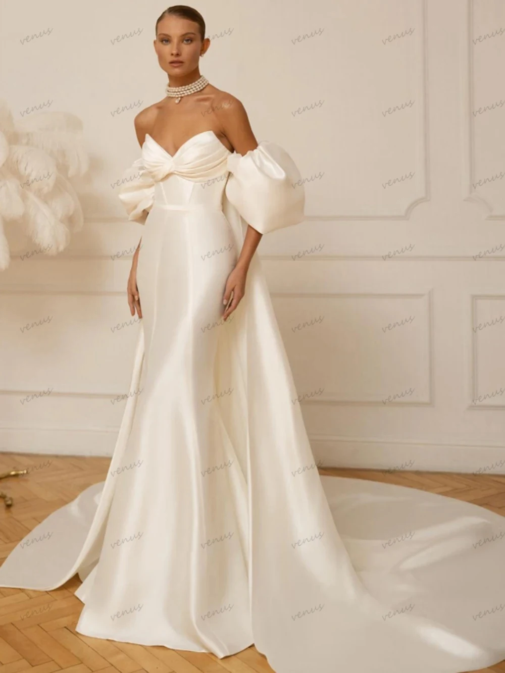 Elegant Simple Wedding Dresses Satin Sheath Mermaid Sexy Bridal Gowns Strapless Backless Sleeveless Robes Vestidos De Novia 2024