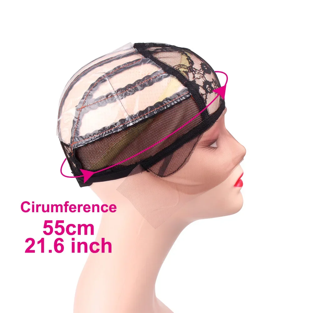 Plastic Lace Net Wig Caps Black and Beige Color for Making Wigs Stretch Lace Weaving Cap with Adjustable Straps 1Pcs,wig caps