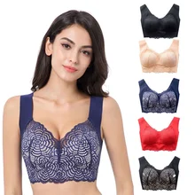 Soutien gorge en dentelle sans fil pour femmes, grande taille, Lingerie fine, bonnet complet, Push Up, sans couture, Sexy, Push Up