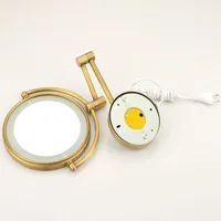 Rose Gold Led Folding Bathroom Mirror Wall Mounted Lighted Home Hotell Bathroom Makeup Mirror 5X Magnifying Plug Bath Mirrors - Image 5