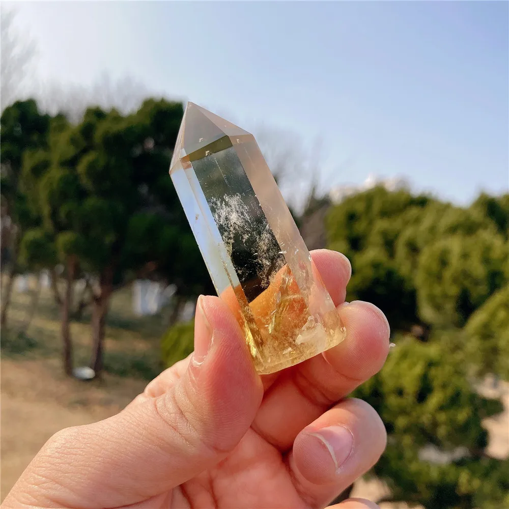 High Quality Brazilian Natural Citrine Crystal Tower Yellow Quartz Point Wand Reiki Healing Stone Ore Specimen Crafts Home Decor 5