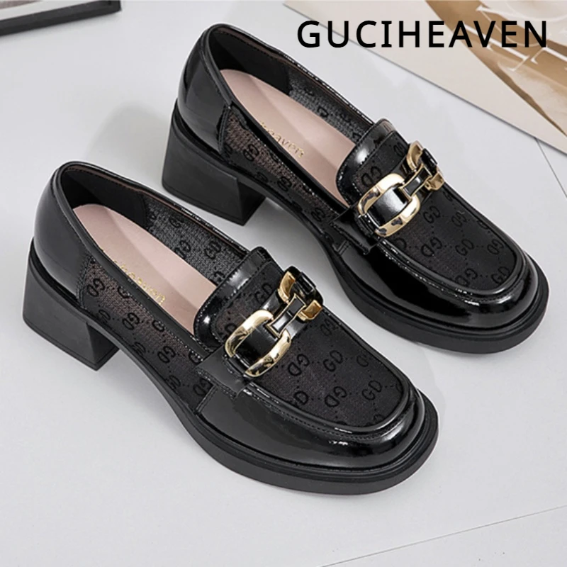 

GUCIHEAVEN 2024 летние высококачественные повседневные кожаные туфли женские кожаные лоферы дышащая сетчатая модная обувь